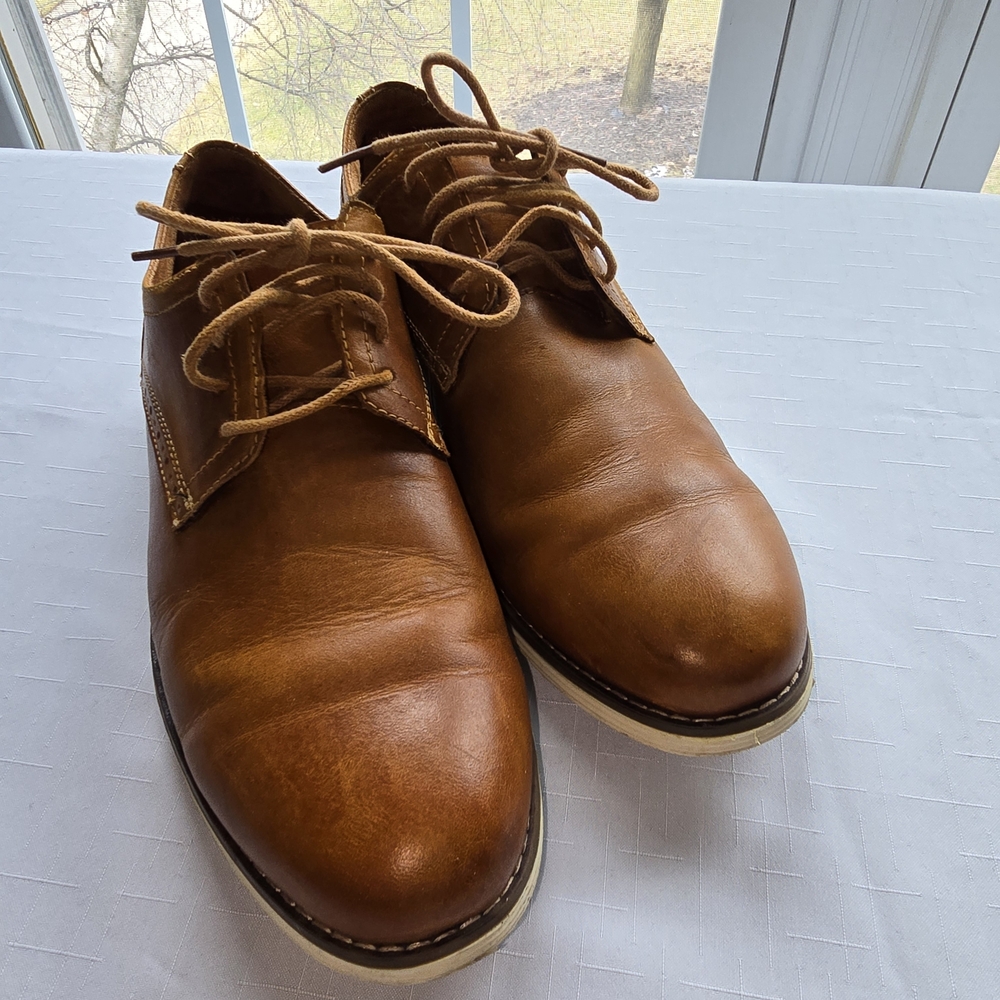 Vostey‎ Brown Leather Derby Shoes Oxfords Office Ready Casual Boho
